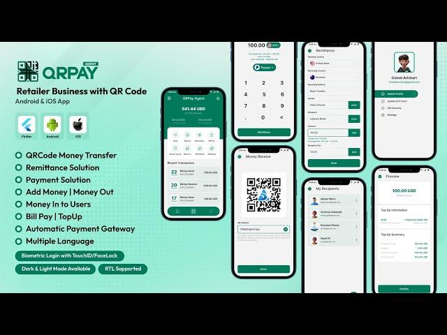 QRPay Agent | Retailer Business with QR Code | Android App | iOS App