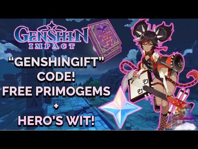 Genshin Impact: CODE "GENSHINGIFT" 50 PRIMOGEMS 3 HERO'S WIT!