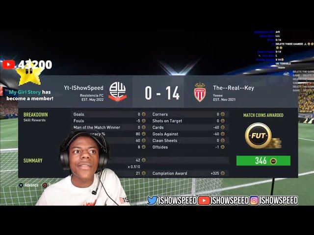 iShowSpeed Loses 14-0 on FIFA  (FULL MATCH)