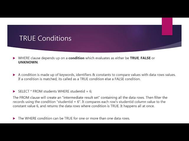 SQL Tutorial: Learn SQL with MySQL Database -Beginner2Expert : SQL True Condition