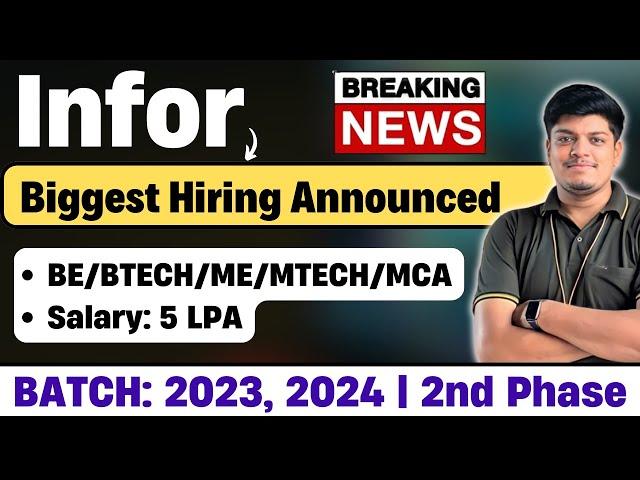 Infor 2024, 2023 Biggest Hiring Announced | Salary: 5 LPA | Off Campus Drive | BE/BTECH/ME/MTECH/MCA