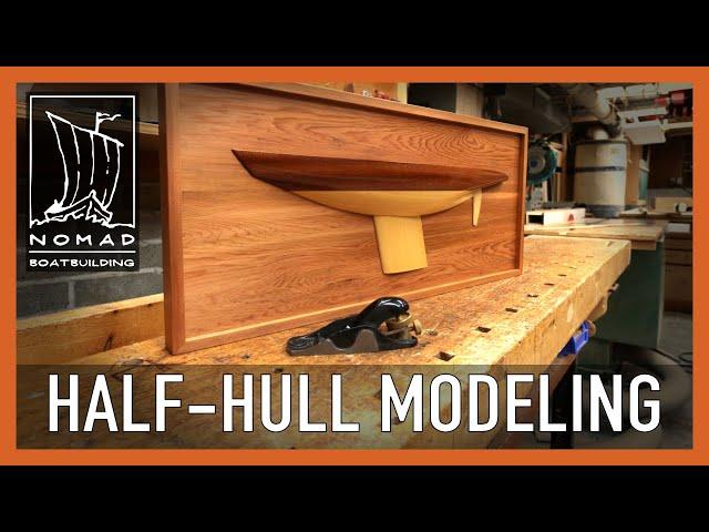 Carving a solid half-hull model of a 2.4mR sailboat