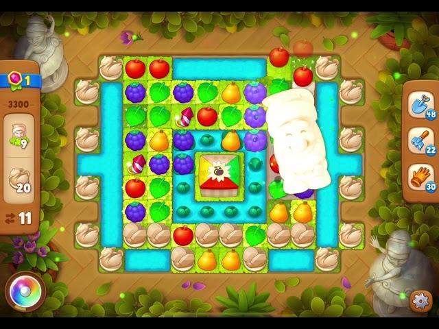 GardenScapes Level 3300 no boosters (17 moves)