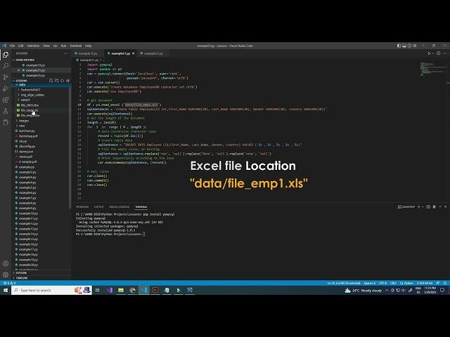 Save excel file data into MySQL database in Python