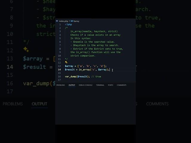 PHP in_array() Function: Check for Value Existence in an Array  #coding #programming #php #shorts