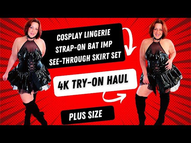 4K Transparent Lingerie Try On Haul Cosplay Lingerie Corset Leather and Mesh #plussized