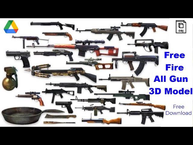 Free Fire All Gun 3d Model Free Download | all gun in free fire 3d model | all general skin 3d model