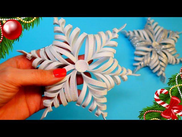 3D Snowflake From Glitter Foam ~ How to make a 3d snowflake ~ Glitter foam snowflake