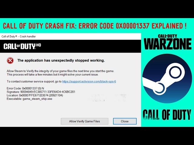 Fixing Call of Duty Crash Error 0x00001337 (Warzone Steam Crash Guide)