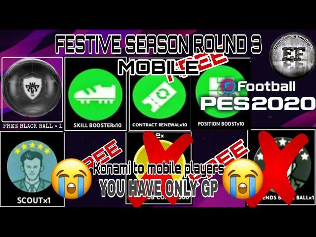 Festive season round 3 Pes 2020 mobile || rewards free BB || 50,000 GP reward ||