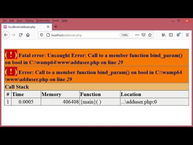 Fix Error: Call to a member function bind_param() on bool