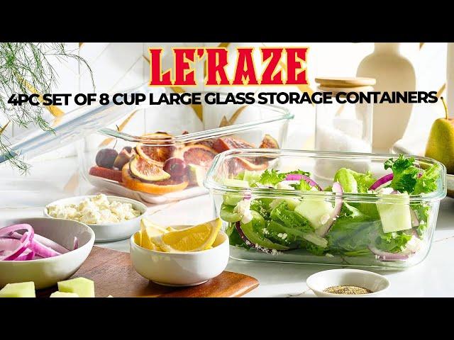 Le'raze 4pc Set: 8 Cup Large Glass Storage Containers