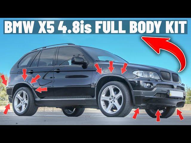 BMW X5 E53 4.8is Full Body Kit Installation DIY. Front Bumper, Rear Bumper, Wheel Arch Fender Flare