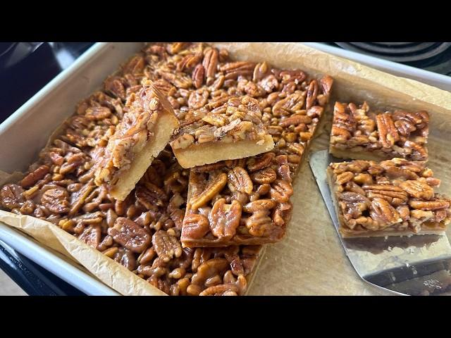 Skip the whole pie! Make These EASY Delicious PECAN PIE BARS Instead!  Corn Syrup Pecan Pie recipe!