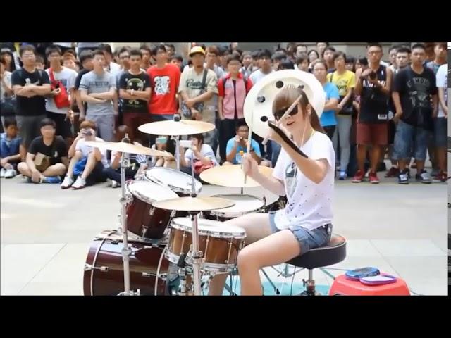 Amazing Girl Drummer Does BIGBANG Fantastic Baby Street Performance