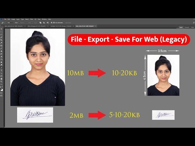 10mb to 10-20kb Resize photo Save in photoshop tutorial Hindi