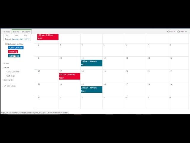 how to create color coded calendar in SharePoint 2013