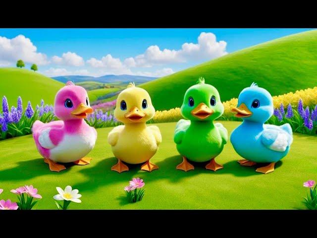 Five Little Ducks Colorful Song | Fun Counting and Animal Song for Kids | Nursery Rhymes Kids Songs