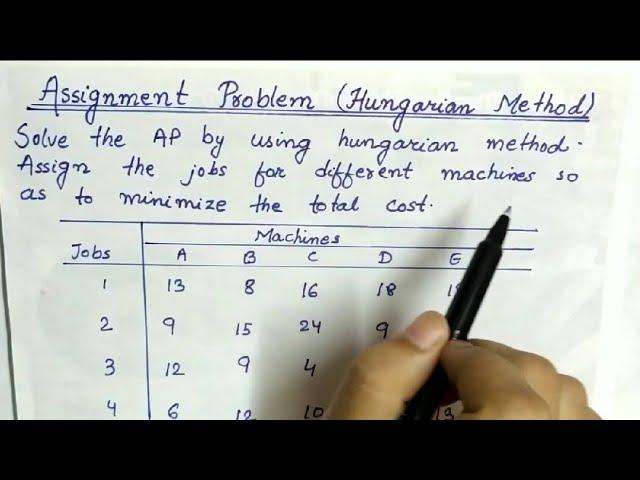 Lec-29 Assignment Problem Hungarian Method | In Hindi | Operation Research