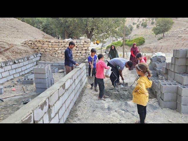 "Bekr family's cooperation in building a place for sheep"