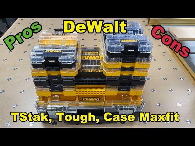 DeWalt TStak, tough case, and maxfit case review with pros and cons.