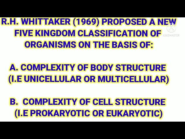 Whittaker classification#@science study point/video RD YADAV