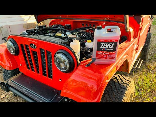 Mahindra ROXOR Coolant Top-Off using ZEREX ASIAN VEHICLE Silicate and Borate FREE Formula Coolant