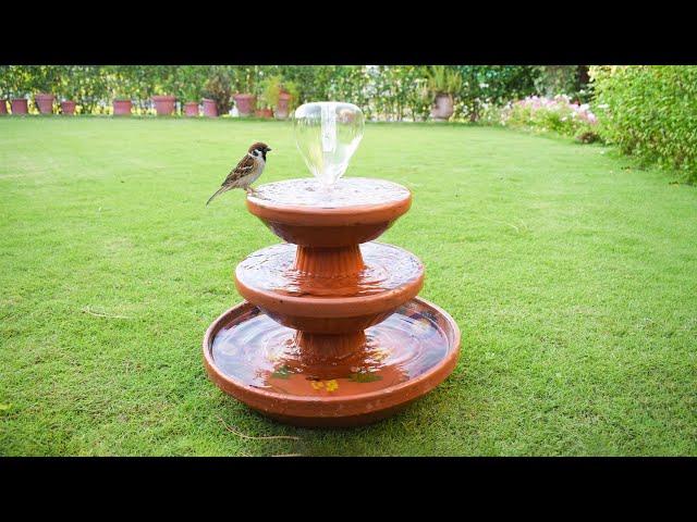 Amazing ! Easy DIY fountain using Clay saucers | Birds Bath | Garden Fountain | Great Ideas