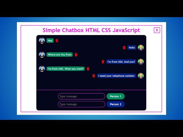 Simple Chatbox HTML CSS JavaScript