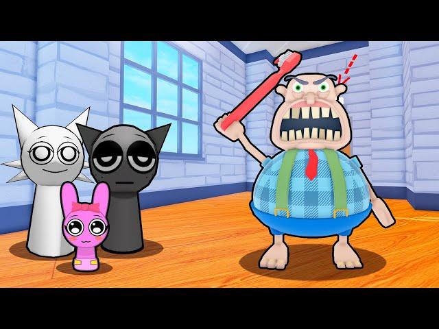 SPRUNKI GRAY FAMILY AND BABY PINKI VS TEAM DENTIST ESCAPE IN ROBLOX