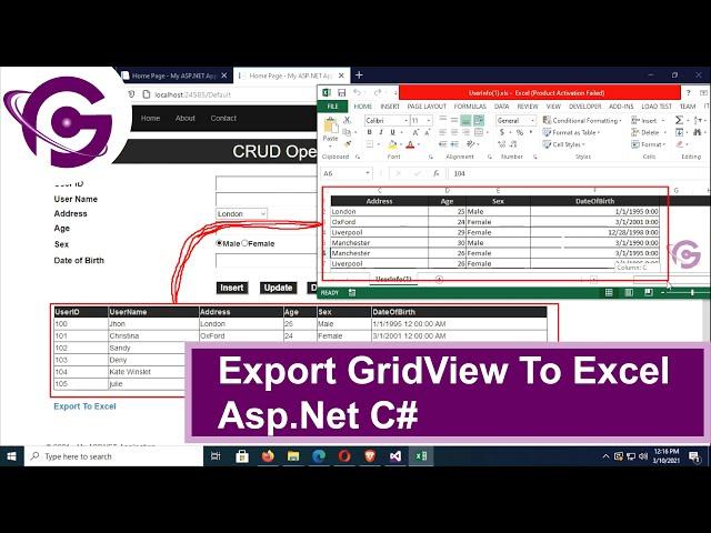 Export GridView To Excel xls In ASP Net C# | ProgrammingGeek