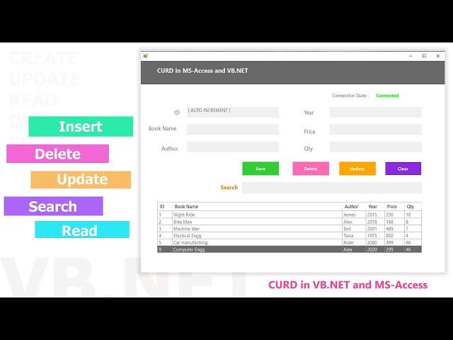 Insert Delete Update Search and View data in MS ACCESS with VB NET||VB.NET Tutorial||CURD Operation