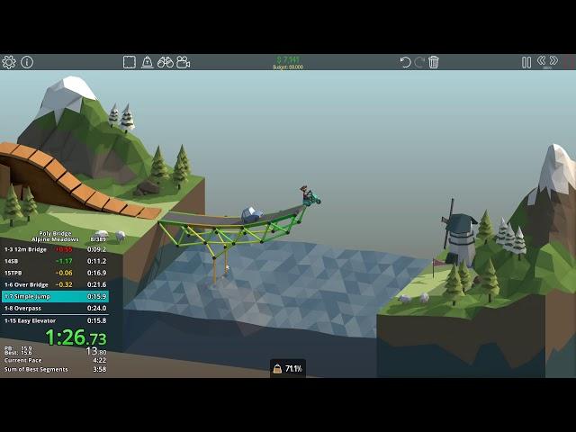 Poly Bridge Alpine Meadows (Glitchless) WR Speedrun | 4:11.15