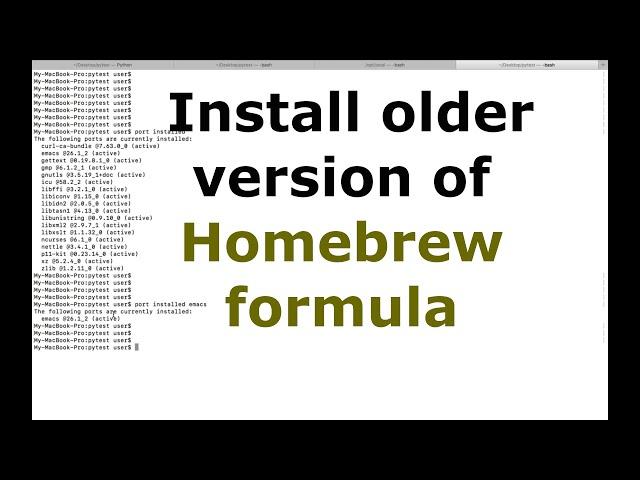 How to Install older version of a Package Homebrew formula