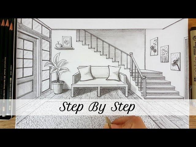 How to Draw An Entryway In One Point Perspective | Step By Step