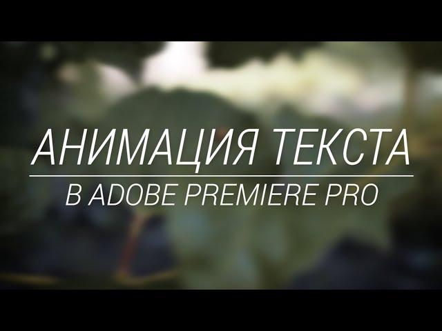 Smooth title animation in Adobe Premiere Pro