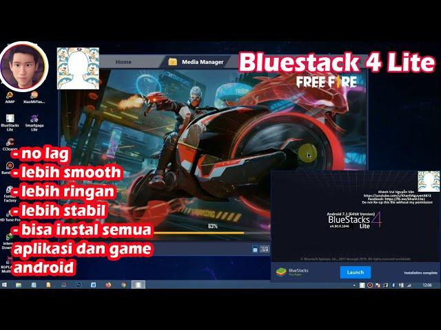 Bluestack 4 Lite 32bit & 64bit installer  |  Instal FF 1.59 Cobra support laptop Ram 2GB