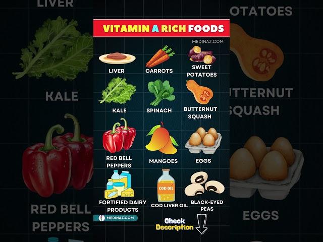 Top 12 Vitamin A Rich Foods for Better Vision & Immunity ️ Vitamin A rich foods #shorts #nutrition