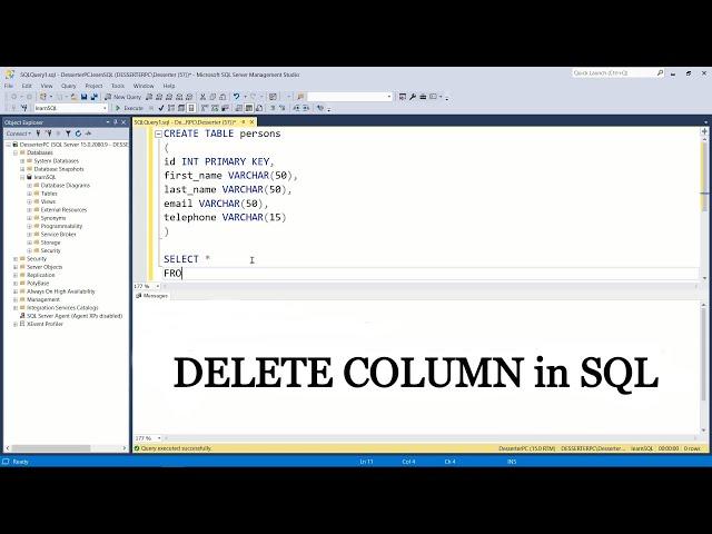 How to DELETE COLUMN in table in SQL