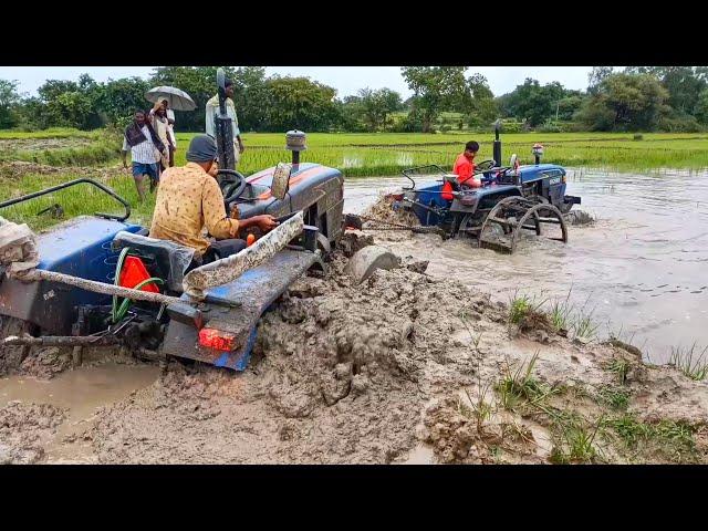 Eicher 480 tractor stuck in mud pulling out by  Eicher tractor #tractor videos #Vskveeresh..