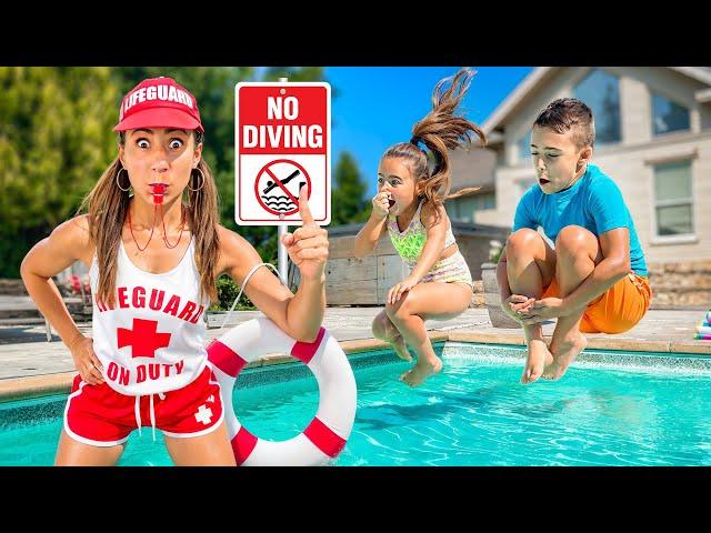 DeeDee Teaches Matteo and Gabriella Pool Safety Rules