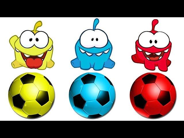 APRENDA AS CORES COM AS BOLAS DE FUTEBOL COLORIDAS  | Aprenda Português com OmNom