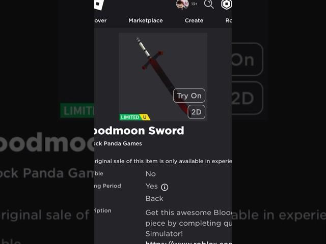 ( Limited UGC Item ) How to get BLOODMOON SWORD ROBLOX ( 2023 ) DeanOfficial YT