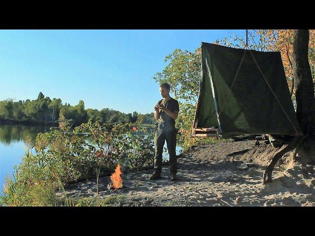 Bushcraft Tree House, Catch and Cook, Solo Camping, Fishing with Snakes