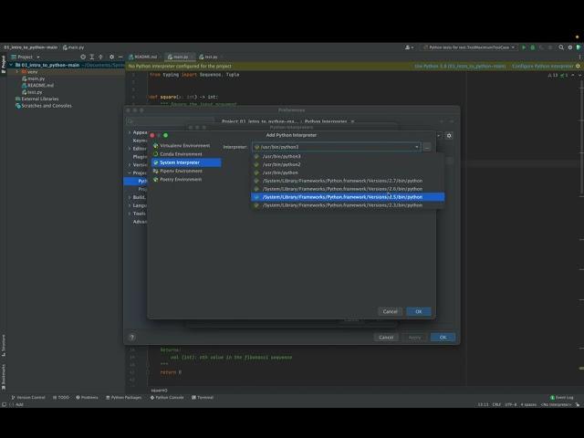 Setup Python Interpreter in PyCharm