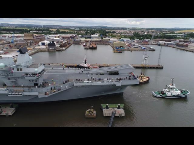 Drone footage shows HMS Queen Elizabeth depart Rosyth