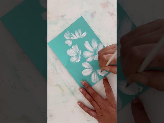 Dainty purity cosmos flowers! #floralartwork #acrylicpainting #artjournal #creativeprocess