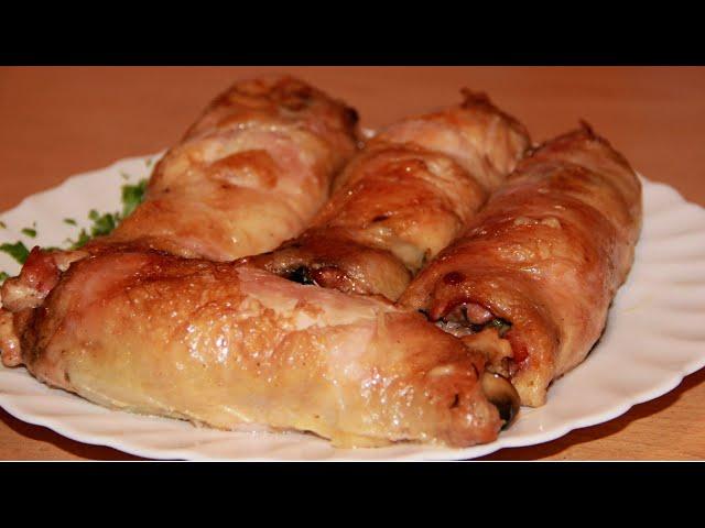 КУРИНЫЕ РУЛЕТИКИ С ГРИБАМИ И СЫРОМ.  Ооочень нежные и сочные!