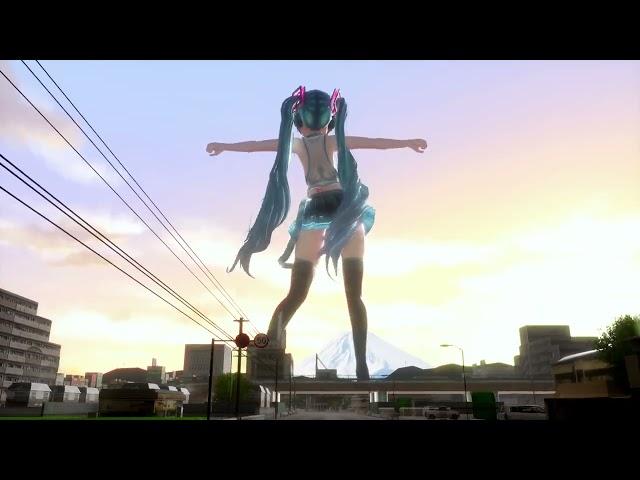 ぴょんぴょんダンス ver. 巨大ミク [MMD Giantess Growth]