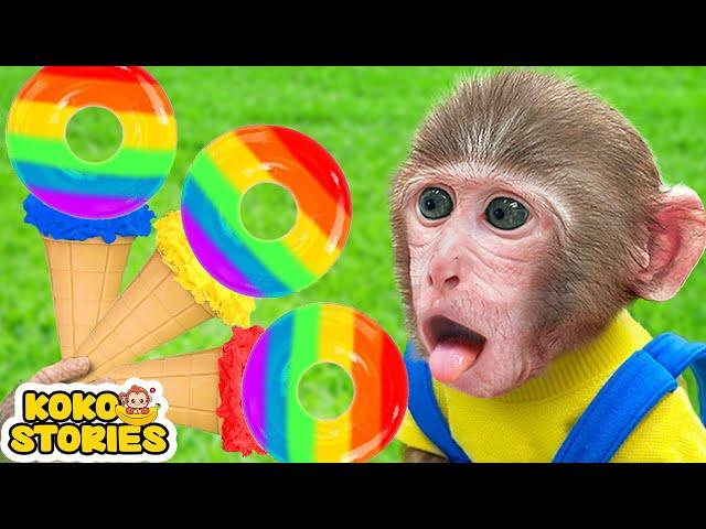 Koko Monkey Challenge Escape Room And Try Rainbow Jelly With Puppy | KOKO MONKEY STORIES